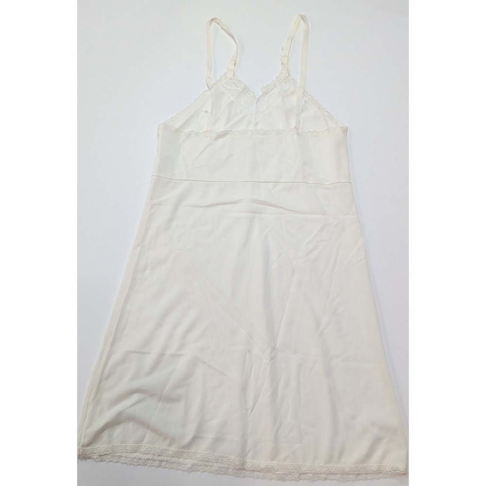 Stone Full Slip Women Size 10 White Good Vintage Lace Trim Adjustable B3032-900